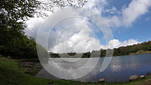 Forest Lake Landscape With Sky And Clouds