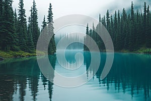 A forest with a lake in the middle