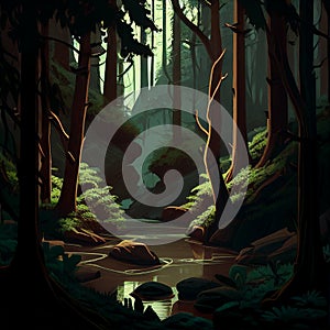 Forest Landscape Roleplaying DND Concept Epic RPG Adventure Quest Trees Generative AI