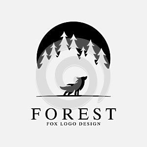 forest logo design inspiration with fox illustration