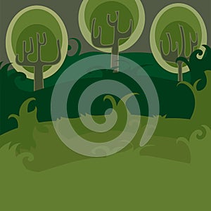 Forest of magic trees. Vector