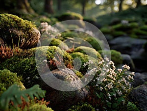 Forest Moss on Stone with Diffused Moisture