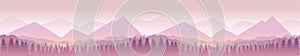 Forest and mountains, nature landscape panorama. Vector illustration for your design
