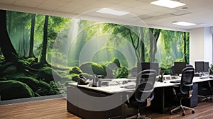 forest office wall mural