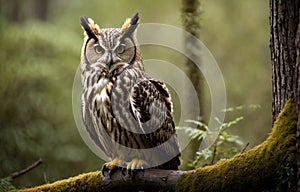 Forest owl.Wild birds in their natural environment.