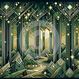 Forest path in art deco style