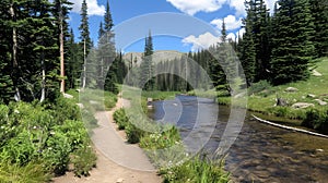 Forest Path by Mountain Stream