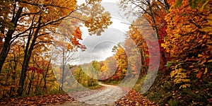 Forest path Pathway in autumn forest