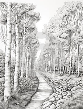 Forest Pathway, Tree-Lined Trail, Nature Walk