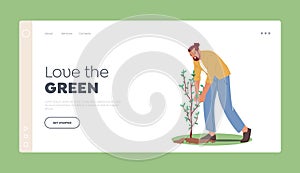 Forest Restoration Landing Page Template. Gardening, Save Nature, Environment Protection. Reforestation, Planting Trees