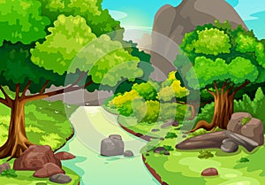 Forest with a river background