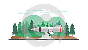 Forest Rocket Launch: Space Exploration Nature Integration, vector design Generative AI
