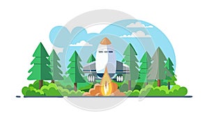 Forest Rocket Launch: Space, Nature, and Innovation Icon, vector design Generative AI