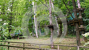 Forest Rope Park Obstacle Course Made with Nylon Climbing Ropes Tied Together with Strong Knots