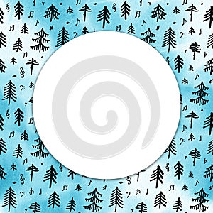 Forest round background with firs - illustration. photo