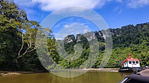 Forest ship operations on the Kayan River, Kalimantan.