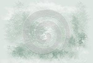 Forest silhouette background in fog horizontal orientation