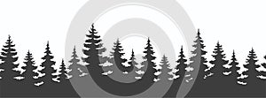 Forest silhouette seamless pattern. Woods silhouette background. Panorama view