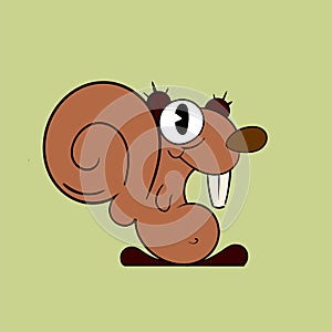 Forest squirrel vintage toons: funny character, vector illustration trendy classic retro cartoon style