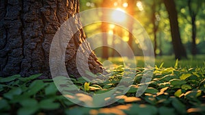 Forest sunlight through trees