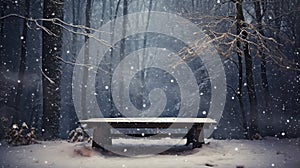 forest table in snow