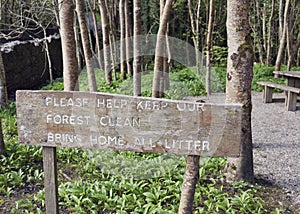 Forest Trail Litter Sign