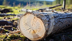 Forest tree trunk, firewood stack, lumber industry, fallen tree plank generated by AI