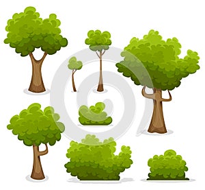 Forest Trees, Hedges And Bush Set