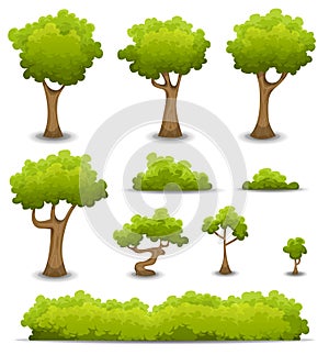 Forest Trees, Hedges And Bush Set