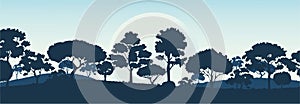 Forest trees silhouettes , nature landscape background vector illustration EPS10