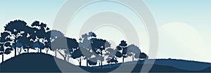 Forest trees silhouettes , nature landscape background vector illustration EPS10