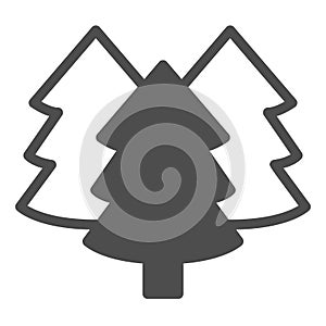Forest trees solid icon, merry christmas concept. Vector graphics. Fir tree group sign on white background, glyph style