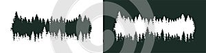 Forest trees. Vector silhouette of detailed and seamless Spruce forest.