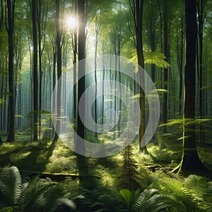 Forest View Dense foliage and towering trees creating a peaceul photo
