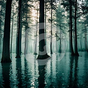 The forest went under water. Flood. Generative AI
