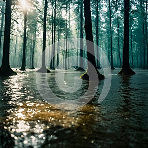 The forest went under water. Flood. Generative AI