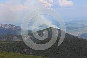 Forest wildfire in Kezmarske Zlaby, High Tatras