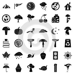 Forestation icons set, simple style