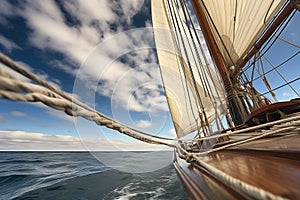 forestay and jib of a sailing boat in motion