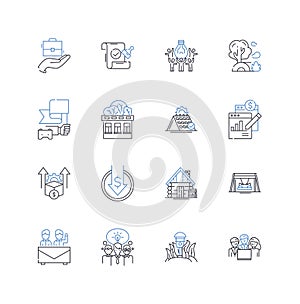 Forestry field line icons collection. Harvesting, Trimming, Silviculture, Thinning, Sustainment, Ecological, pulpwood