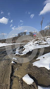 Forestry - Logging exploitation - Forest road - Water pollution snow melt