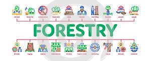 Forestry Lumberjack Minimal Infographic Banner Vector