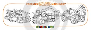 Forestry machinery cars with eyes coloring set