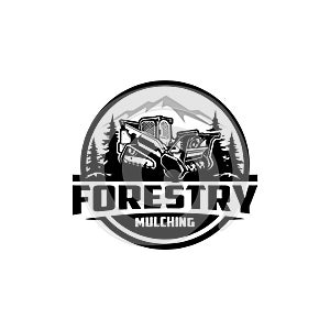 forestry mulching machine isolated logo with emblem style photo