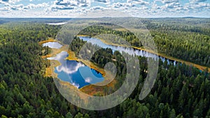 Forests and lakes of Karelia from above photo