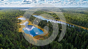 Forests and lakes of Karelia from above