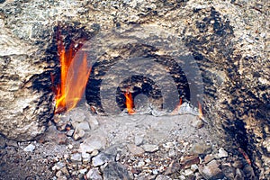 Forever burning fire of mount Chimaera in Turkey