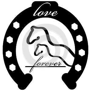 Forever love icon with horse shoe isolated on white background. Vector illustration