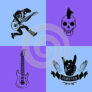 Forever Rock Music Icons on Vector Illustration