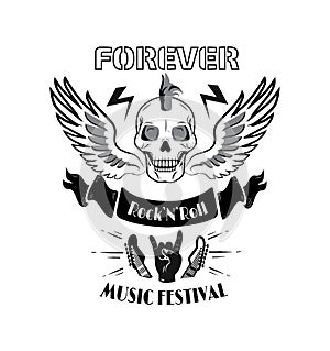 Forever Rock n roll Music Fest Vector Illustration